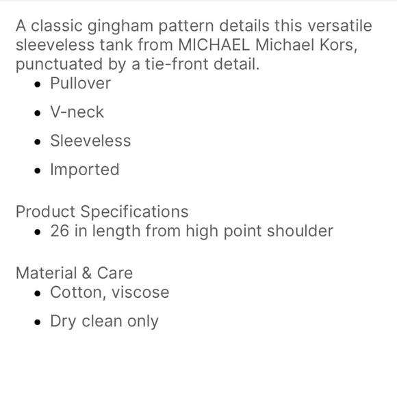 NWT!! Michael Kors beautiful gingham top - Picture 2 of 10
